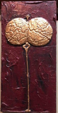 Mixed Media Contemporary 'Self Portrait from my Heart' Sculptured Painting