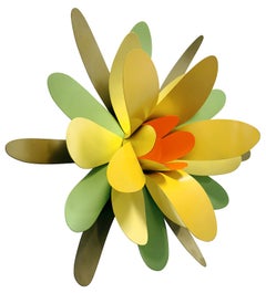 Immortal Flower V painted stainless steel wall sculpture by artist Gloria Kisch