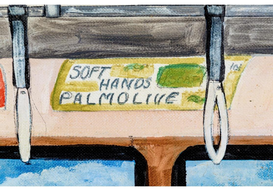 Gloria Laposka (1922-2015) Oil On Board Painting, Coney Island Train For Sale 2