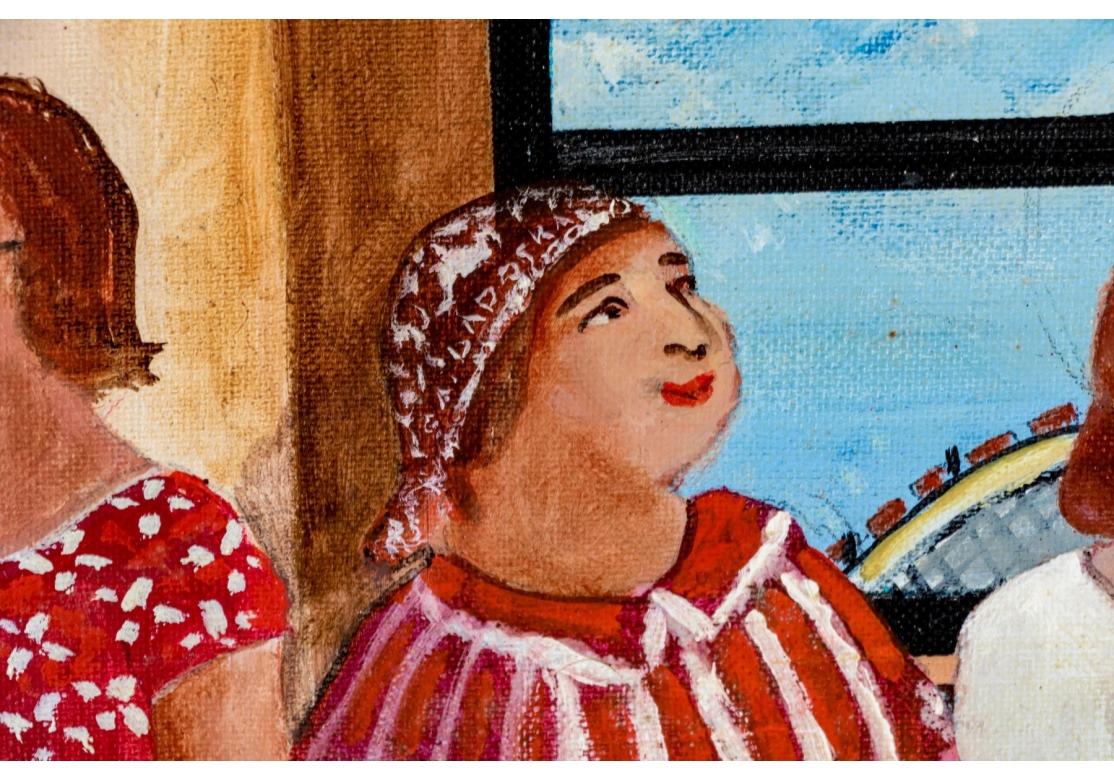 Gloria Laposka (1922-2015) Oil On Board Painting, Coney Island Train For Sale 3