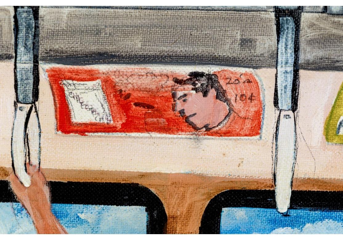 Gloria Laposka (1922-2015) Oil On Board Painting, Coney Island Train For Sale 4