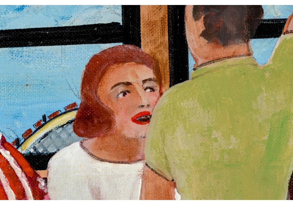 Gloria Laposka (1922-2015) Oil On Board Painting, Coney Island Train For Sale 12