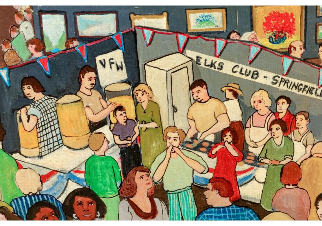 Gloria Laposka ( Amerikanerin, 1922-2015) „Lost In The Crowd“, Öl auf Karton (amerikanisch) im Angebot