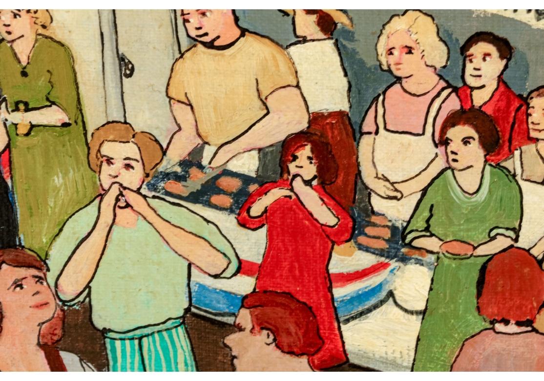 Gloria Laposka ( Amerikanerin, 1922-2015) „Lost In The Crowd“, Öl auf Karton (Handbemalt) im Angebot