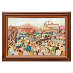 Gloria Laposka ( Amerikanerin, 1922-2015) „Lost In The Crowd“, Öl auf Karton