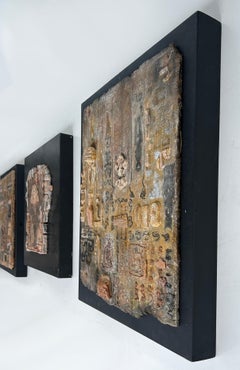 Gloria Lomas Cuban-American Artist Mixed Media Plaque Wall Sculptures, Set of 3