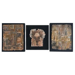 Juego de 3 esculturas de pared con placa en técnica mixta de la artista cubanoamericana Gloria Lomas (Artist)