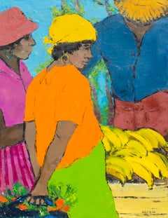 Vintage Painting of Caribbean Women, Signed by Gloria Lynn