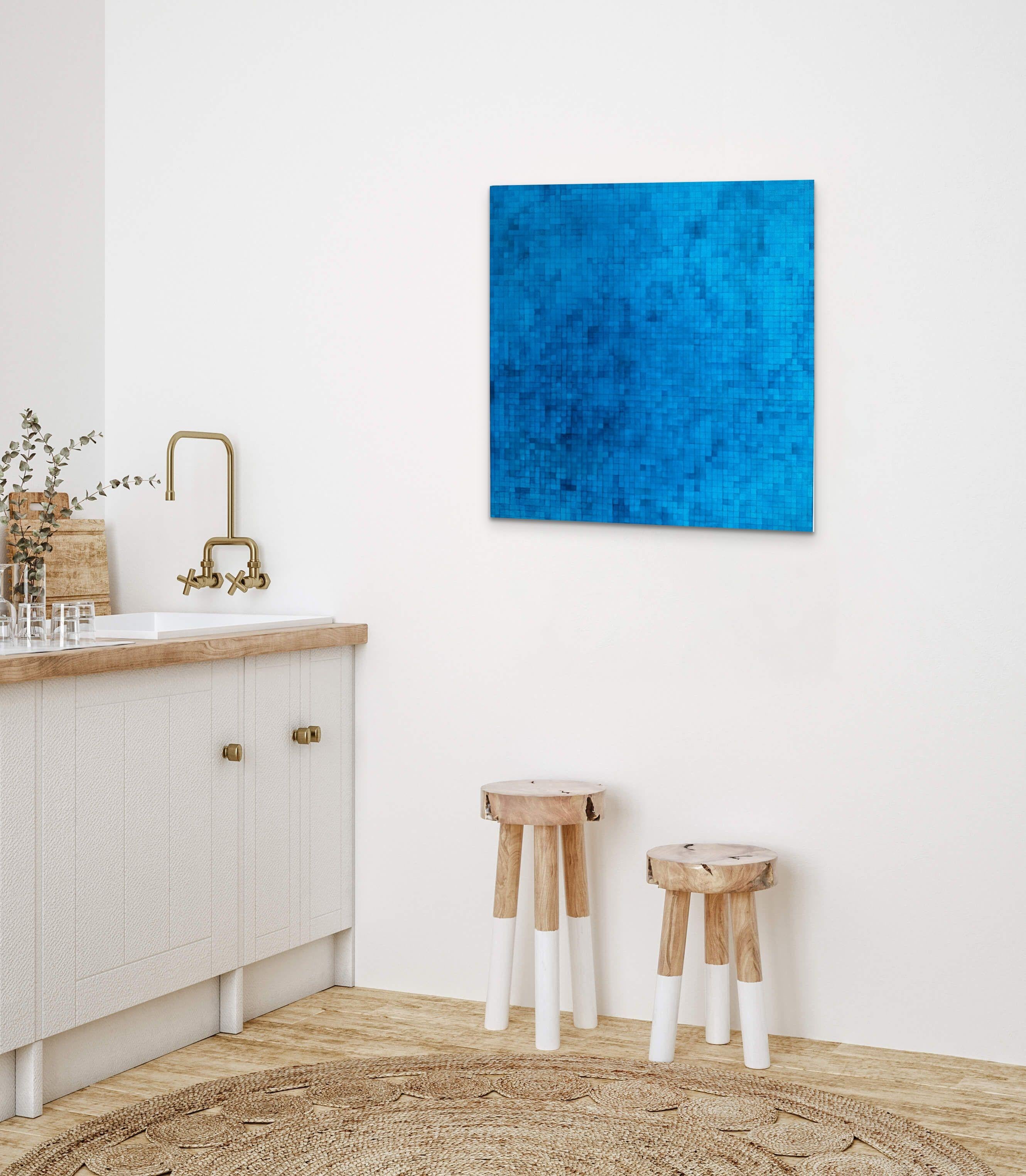 Blue - 30 x 30 pouces - huile sur toile - Painting de Gloria Matuszewski