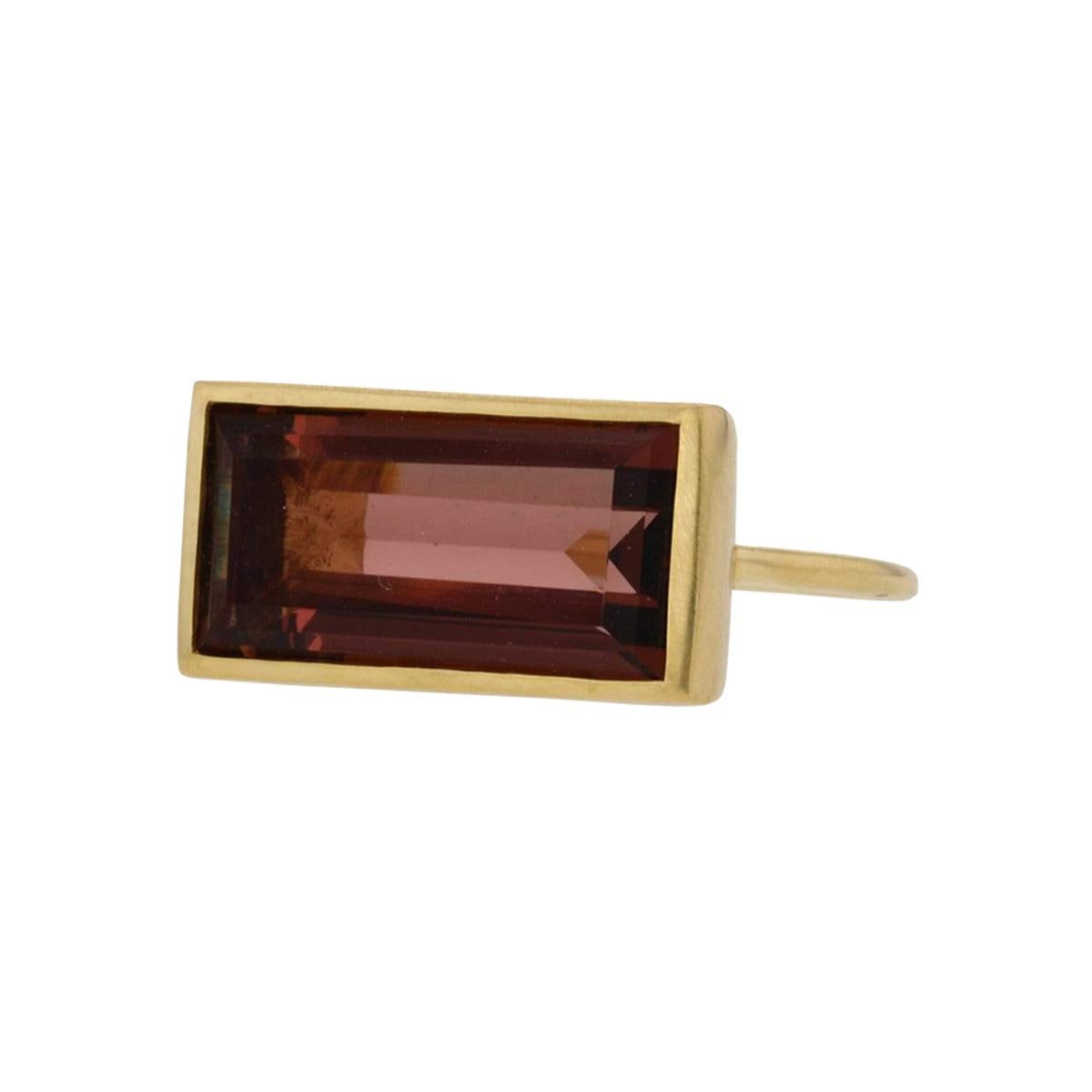 Gloria Ring Brown Garnet 18k Solid Matte Gold For Sale