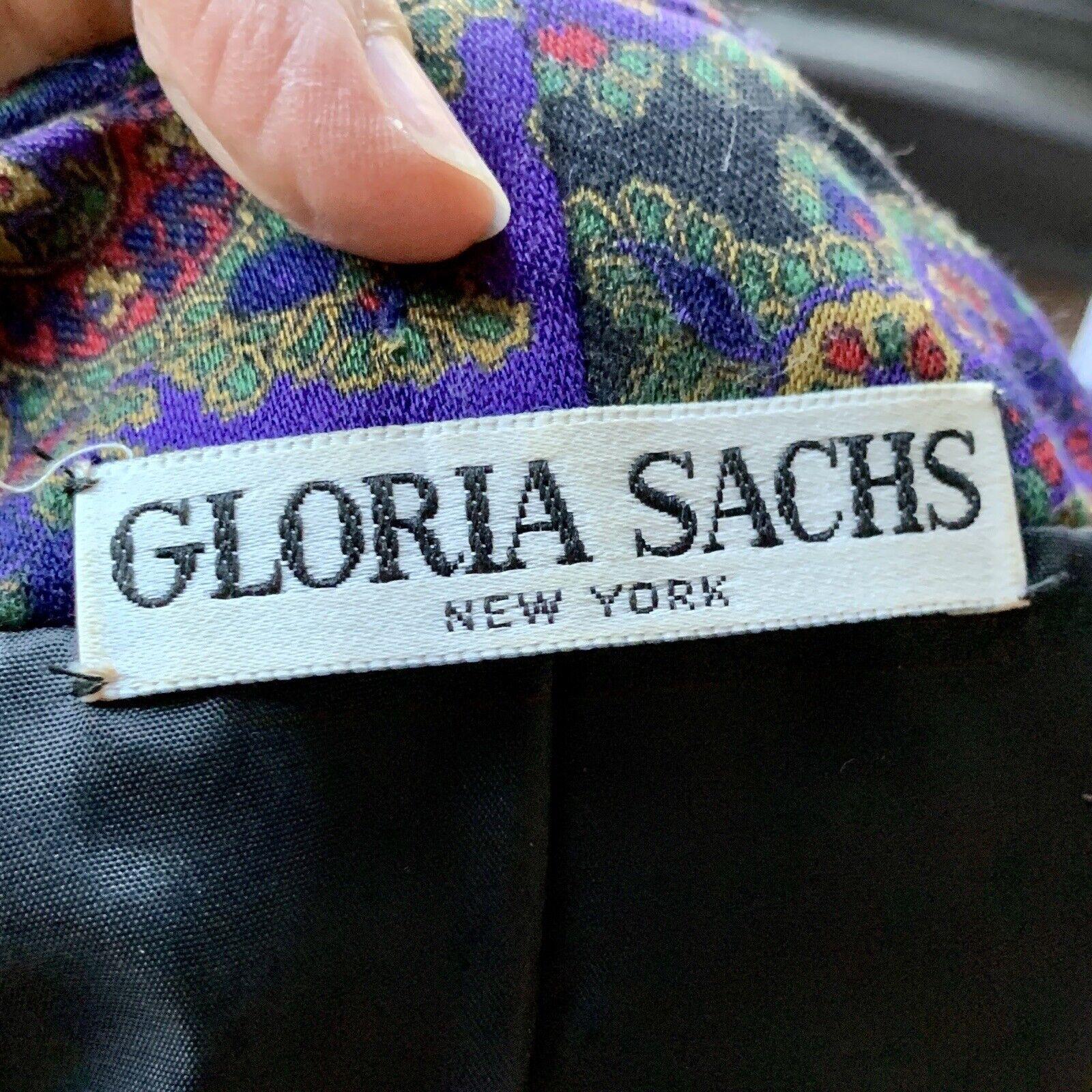 GLORIA SACHS Couture 1980s Two Piece PAISLEY FUR Suit Skirt Jacket Wool 10 For Sale 7