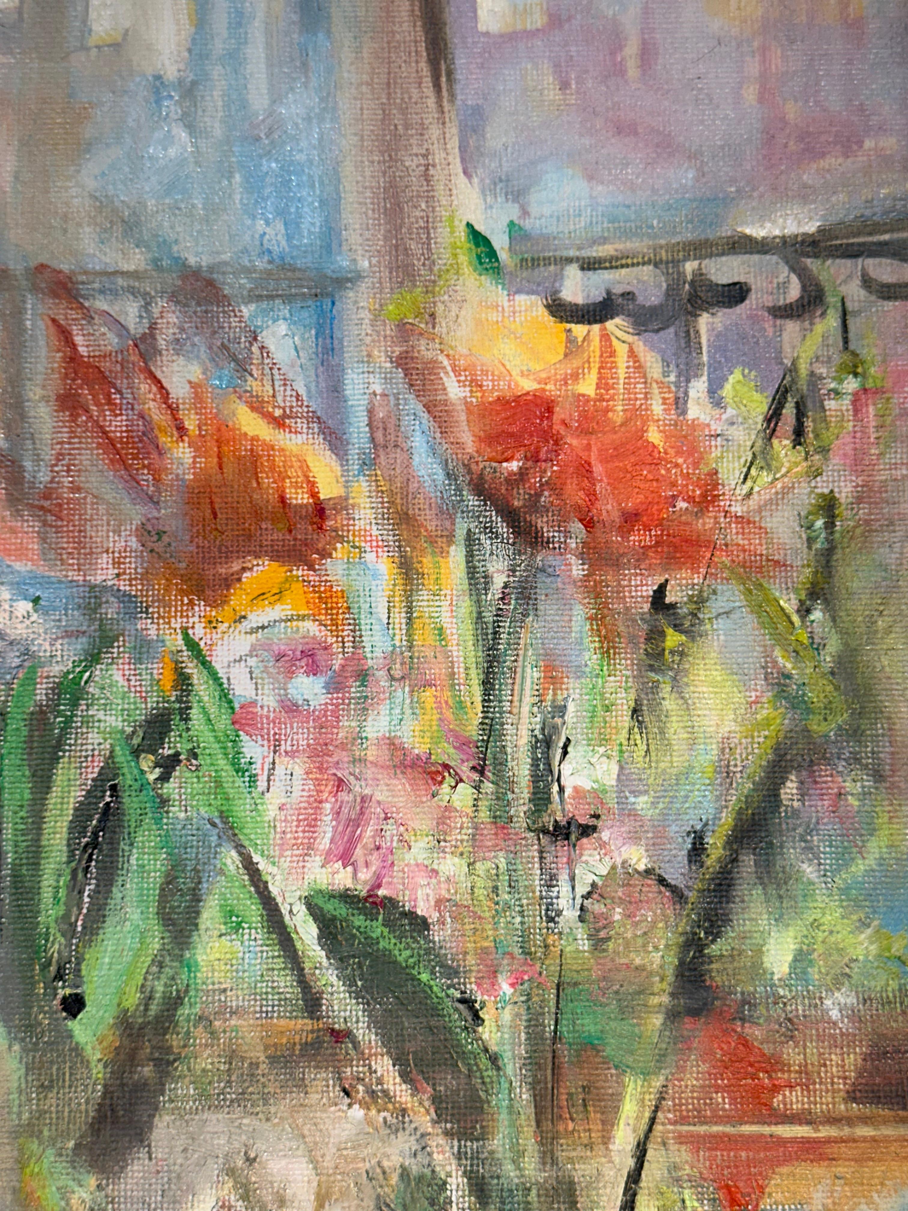 ENTRE LAS FLORES A CANDELA Y SOL, 2025 (Abstrakt), Painting, von Gloria Sáez