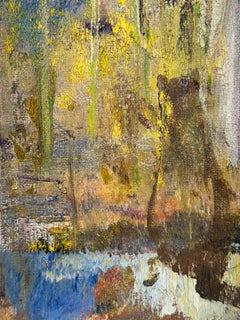 “Sunflowers on the Balcony” Oil on Canvas Contemporary Abstract Cat Painting