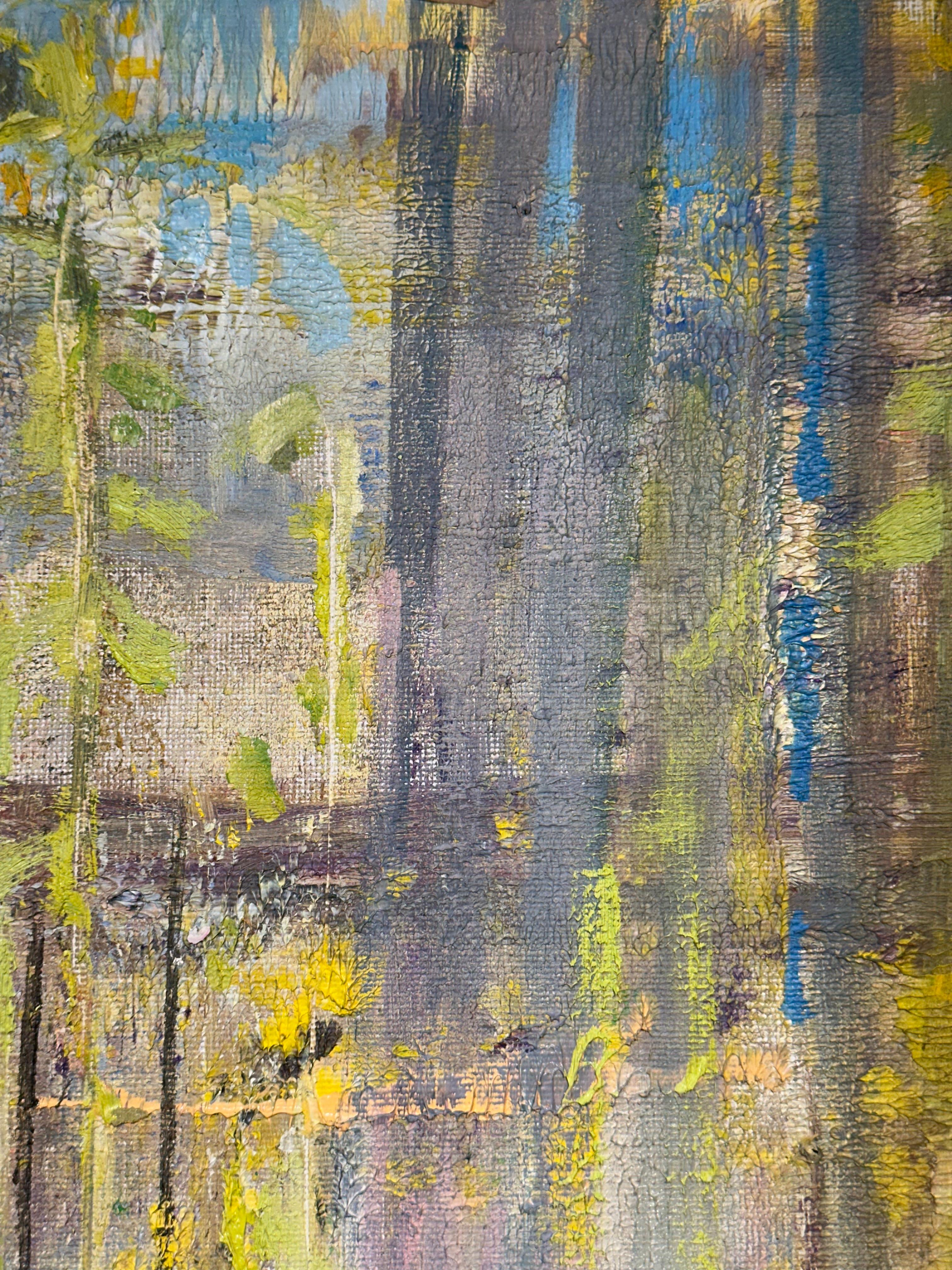 GIRASOLES EN EL BALCÓN, 2025 (Beige), Animal Painting, von Gloria Sáez