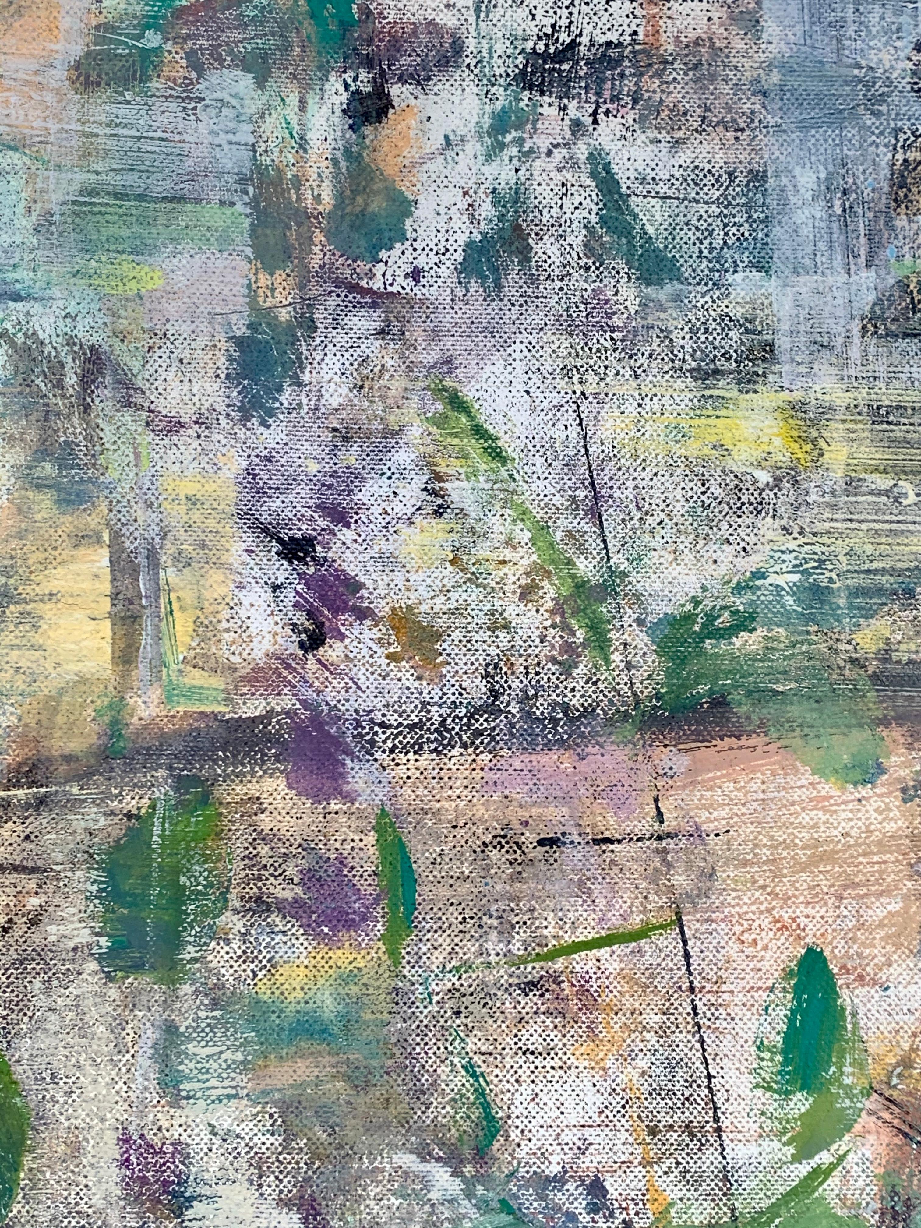 Gloria Saez, „Flores en el Jardin“, abstraktes Ölgemälde im Angebot 4
