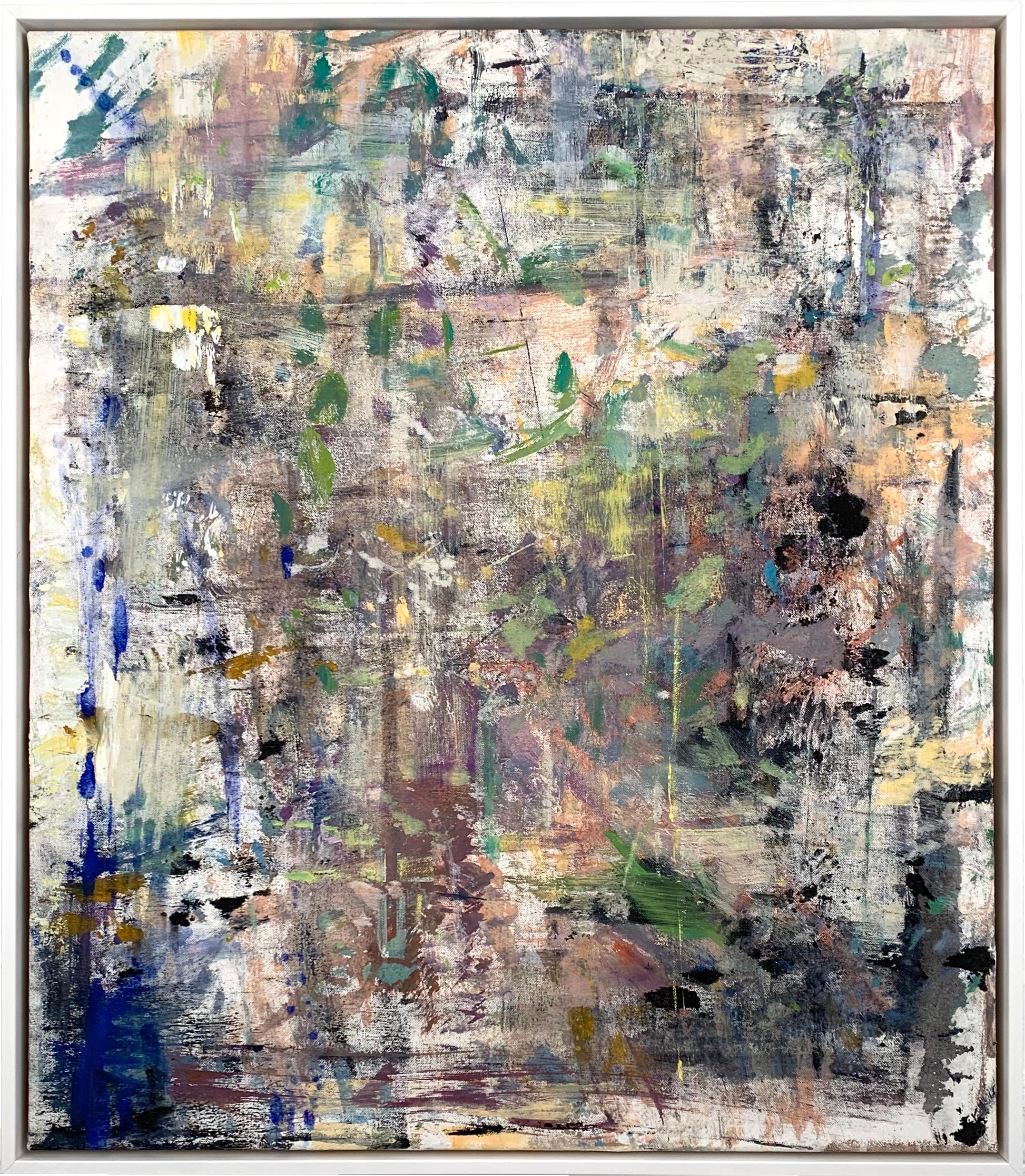 Landscape Painting di Gloria Sáez - Gloria Saez, "Flores en el jardin" Pittura a olio astratta