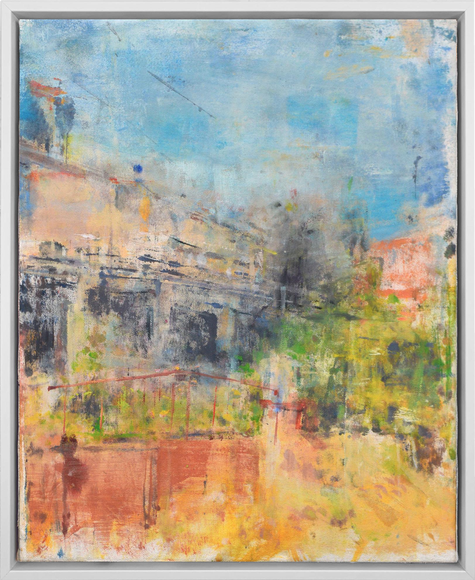 Gloria Sáez Landscape Painting - Gloria Saez, "La casa del poeta" Abstract Oil Painting