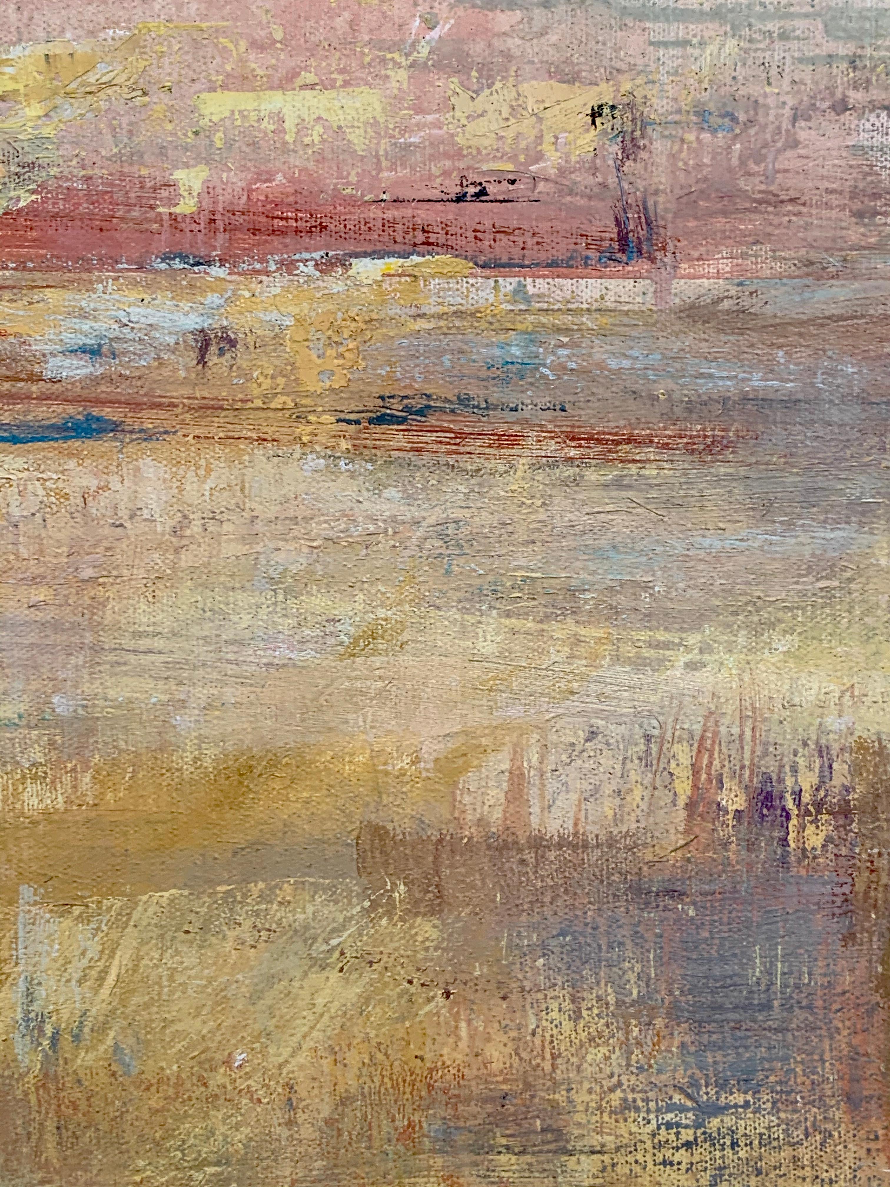 Gloria Saez, Paisaje, Oil on canvas, 2019 - Beige Landscape Painting by Gloria Sáez