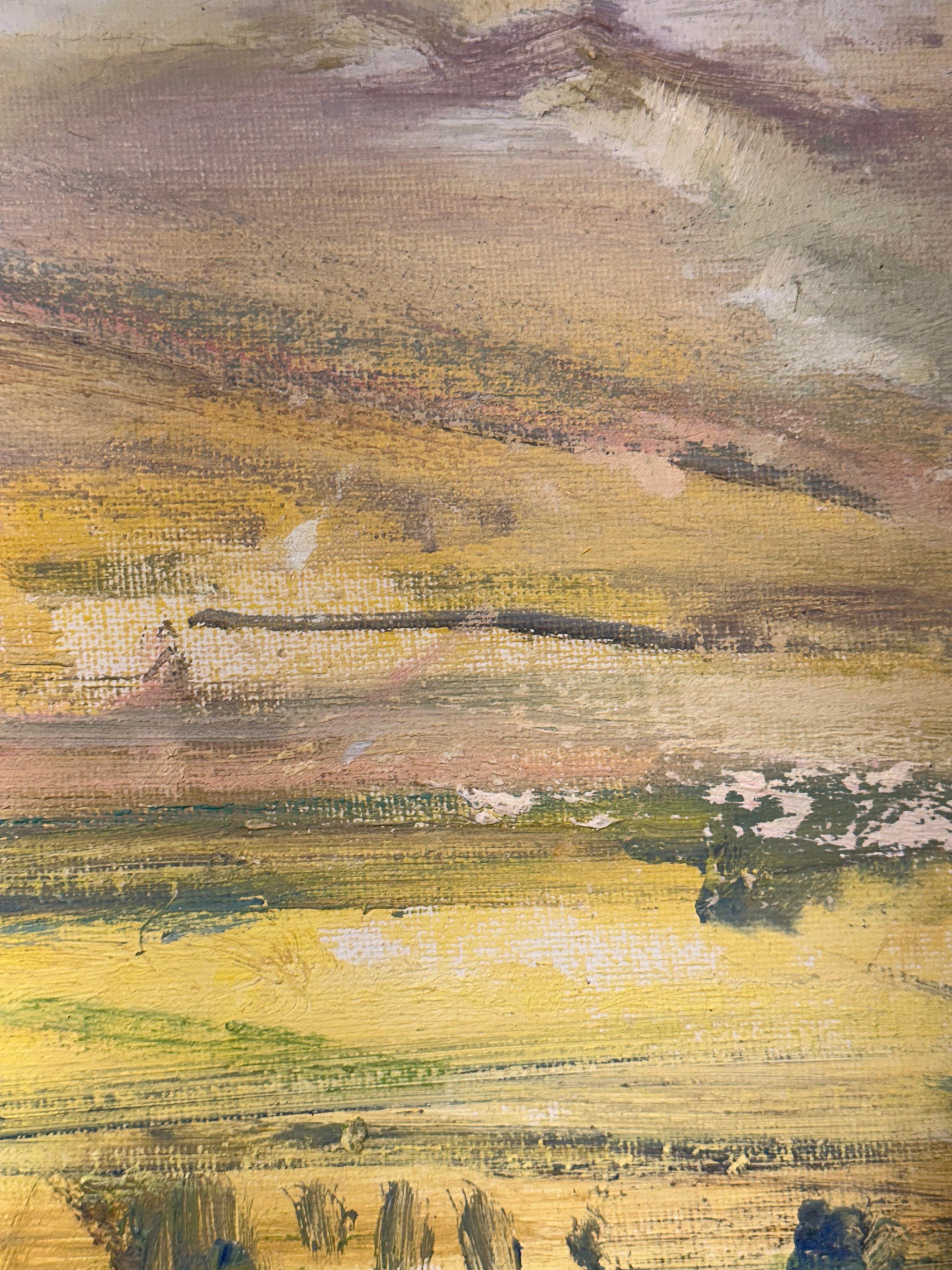 “Where Infinite Fields Are Seen I” Oil on Canvas Contemporary Abstract Landscape - Brown Landscape Painting by Gloria Sáez