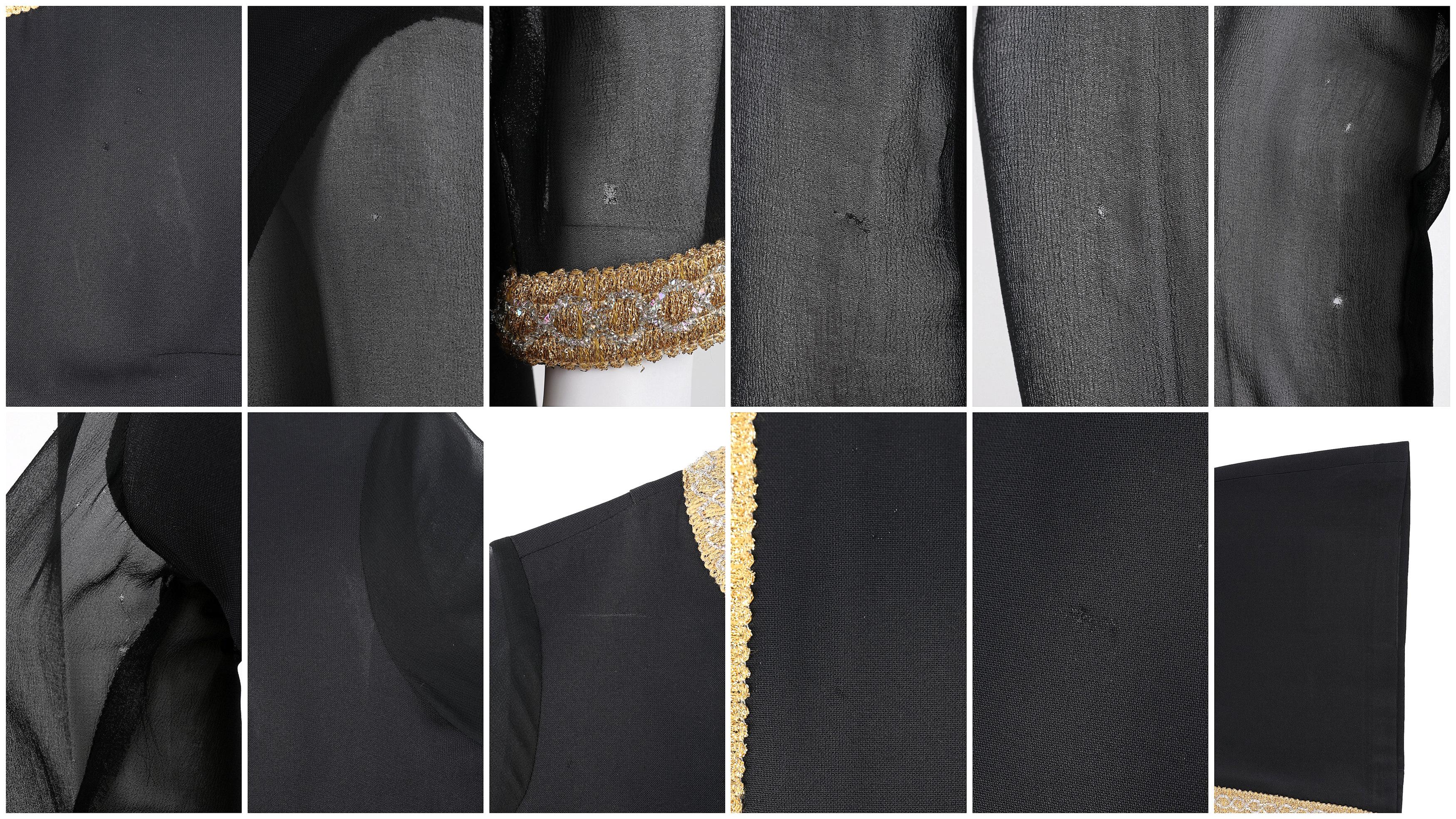 GLORIA SWANSON Puritan Forever Young ca. 1960er Schwarz-goldenes Kleid mit durchsichtigen Ärmeln im Angebot 5