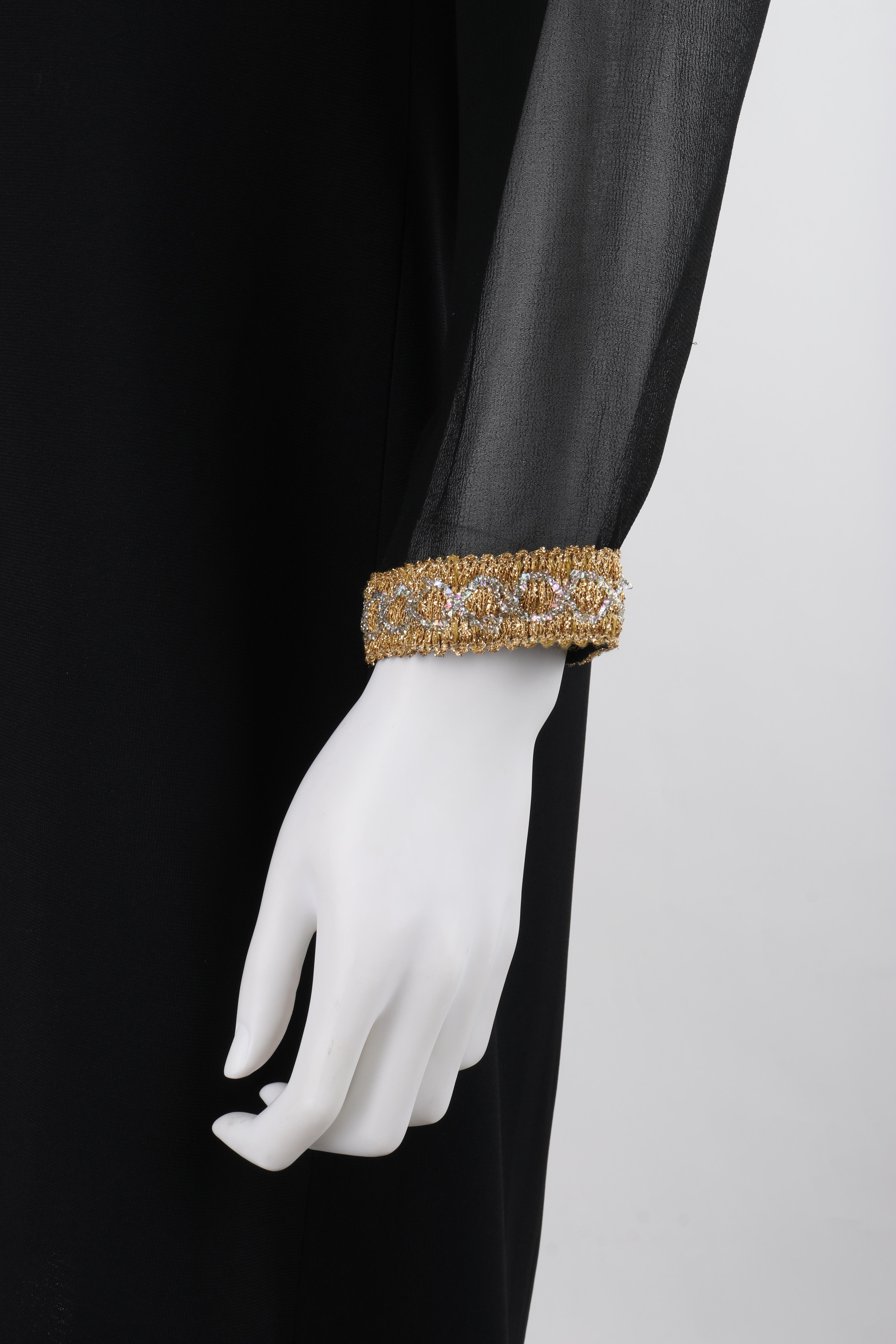GLORIA SWANSON Puritan Forever Young ca. 1960er Schwarz-goldenes Kleid mit durchsichtigen Ärmeln im Angebot 3