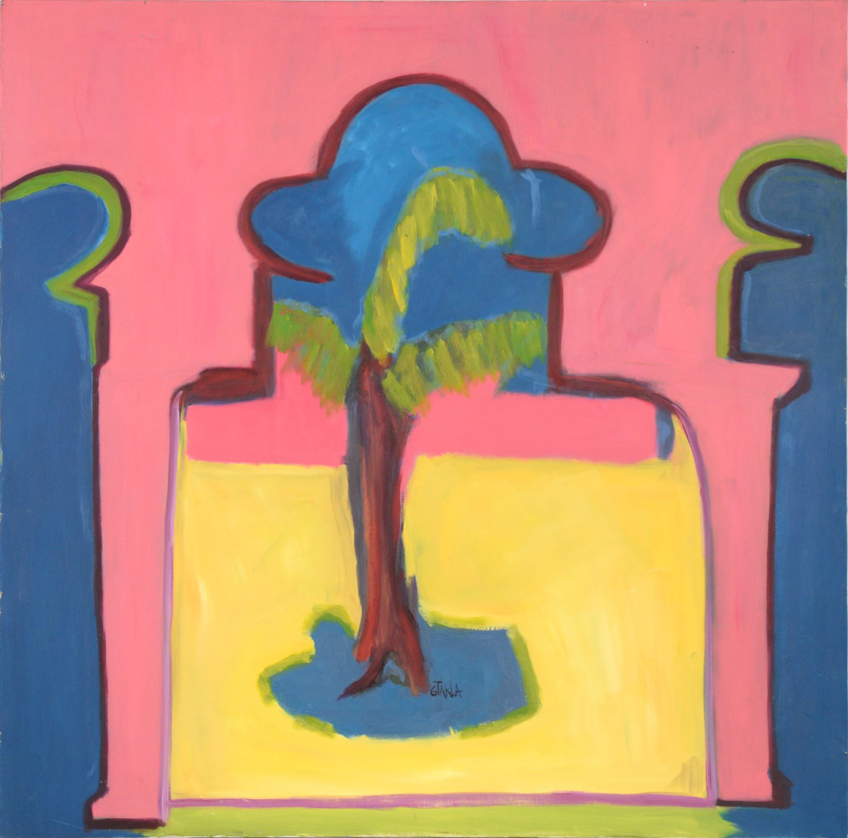 Landscape Painting de Gloria Takla - "Jardín de Takla Bey en Alese" - Paisaje expresionista