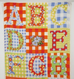 Gloria Vanderbilt ABC Gingham Silk Scarf, 1970's