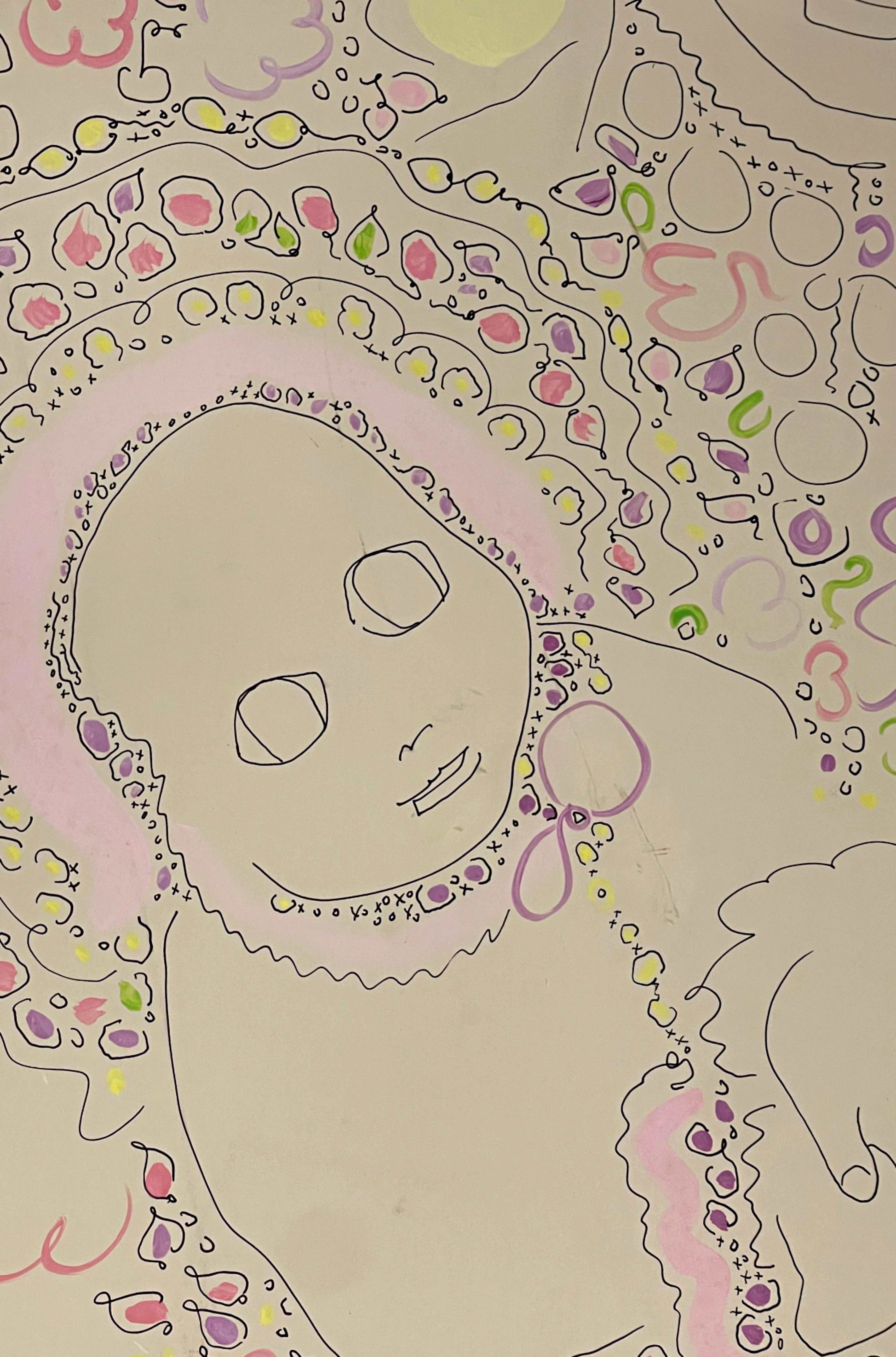 Mère et enfant, peinture signée à la main (unique), Hammer Galleries - Gris Figurative Painting par Gloria Vanderbilt