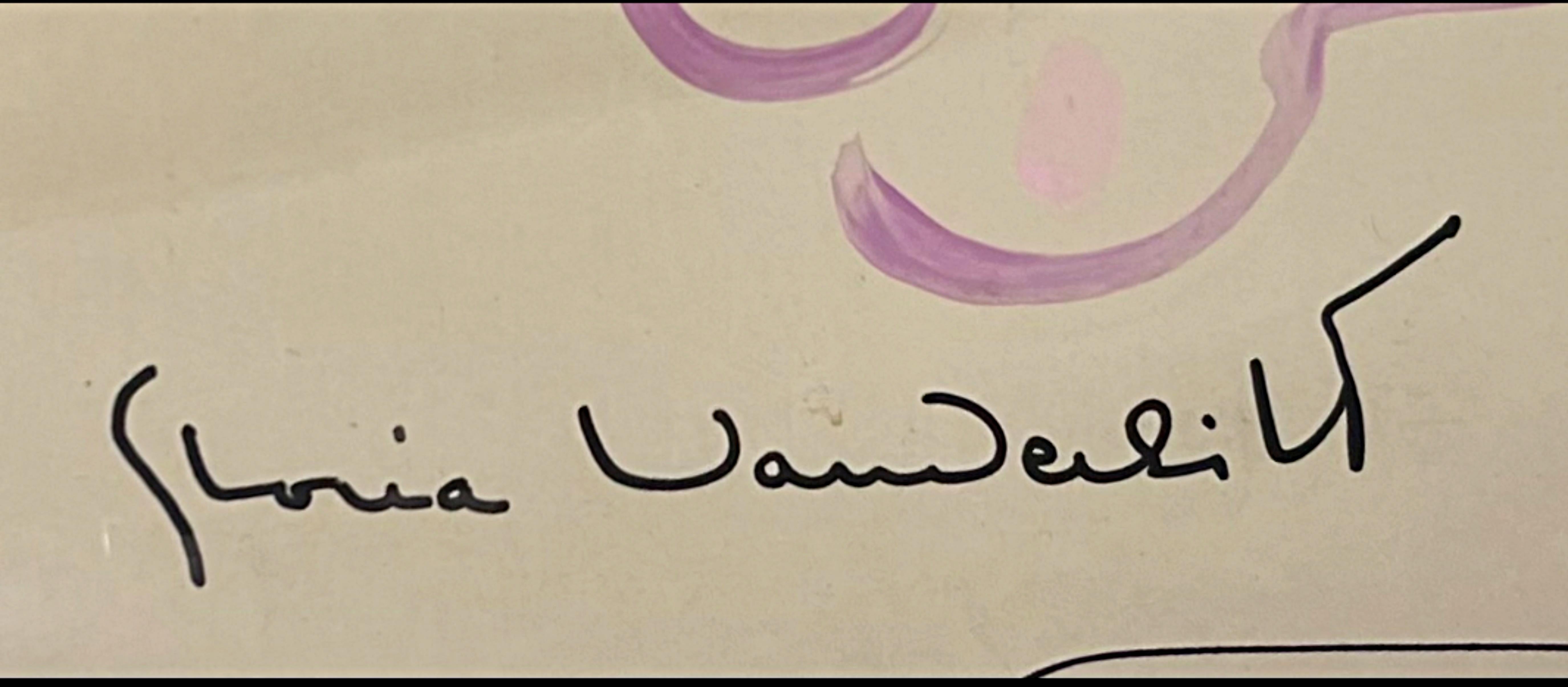 Mother and child, Signed painting on paper (unique), Hammer Galleries, Framed - Painting by Gloria Vanderbilt