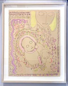 Mother and child, Signed painting on paper (unique), Hammer Galleries, Framed