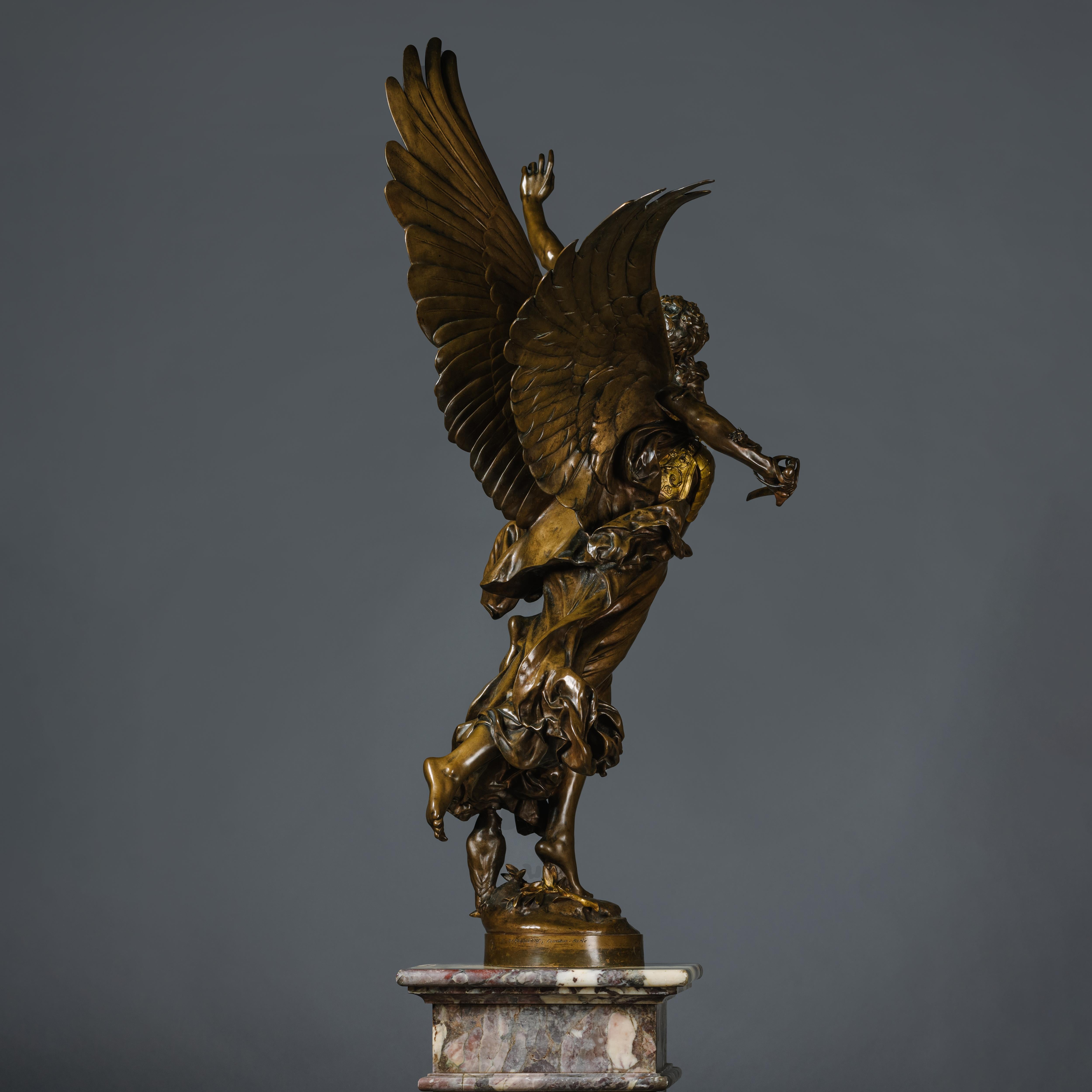 ‘Gloria Victis’, A Patinated Bronze Figural Group by Mercié, Cast by Barbedienne In Good Condition For Sale In Brighton, West Sussex