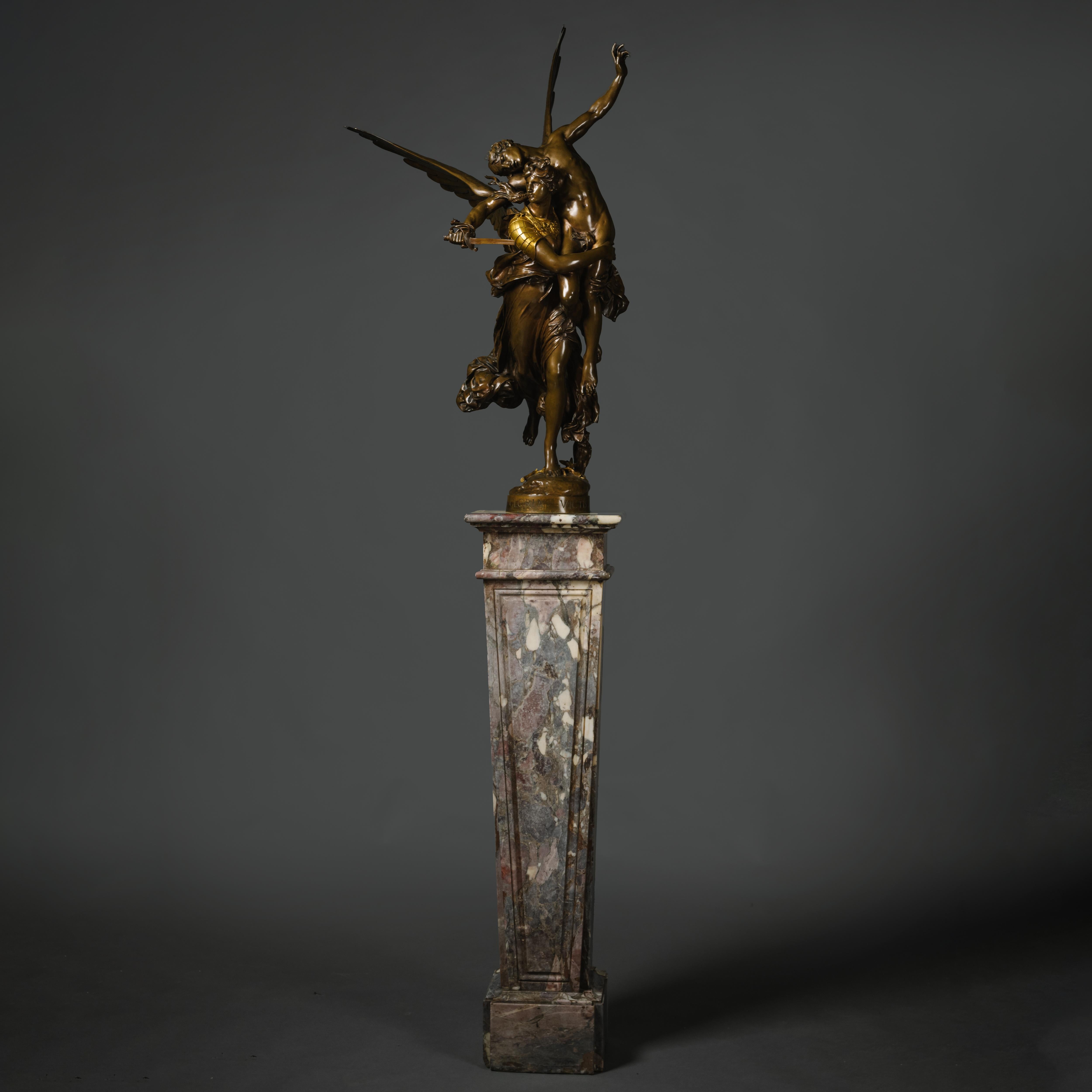 19th Century ‘Gloria Victis’, A Patinated Bronze Figural Group by Mercié, Cast by Barbedienne For Sale