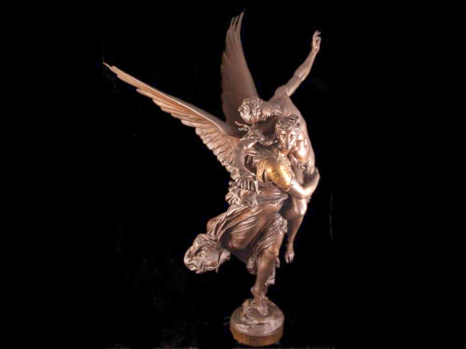 19th Century ‘Gloria Victis’, A Patinated Bronze Figural Group by Mercié, Cast by Barbedienne