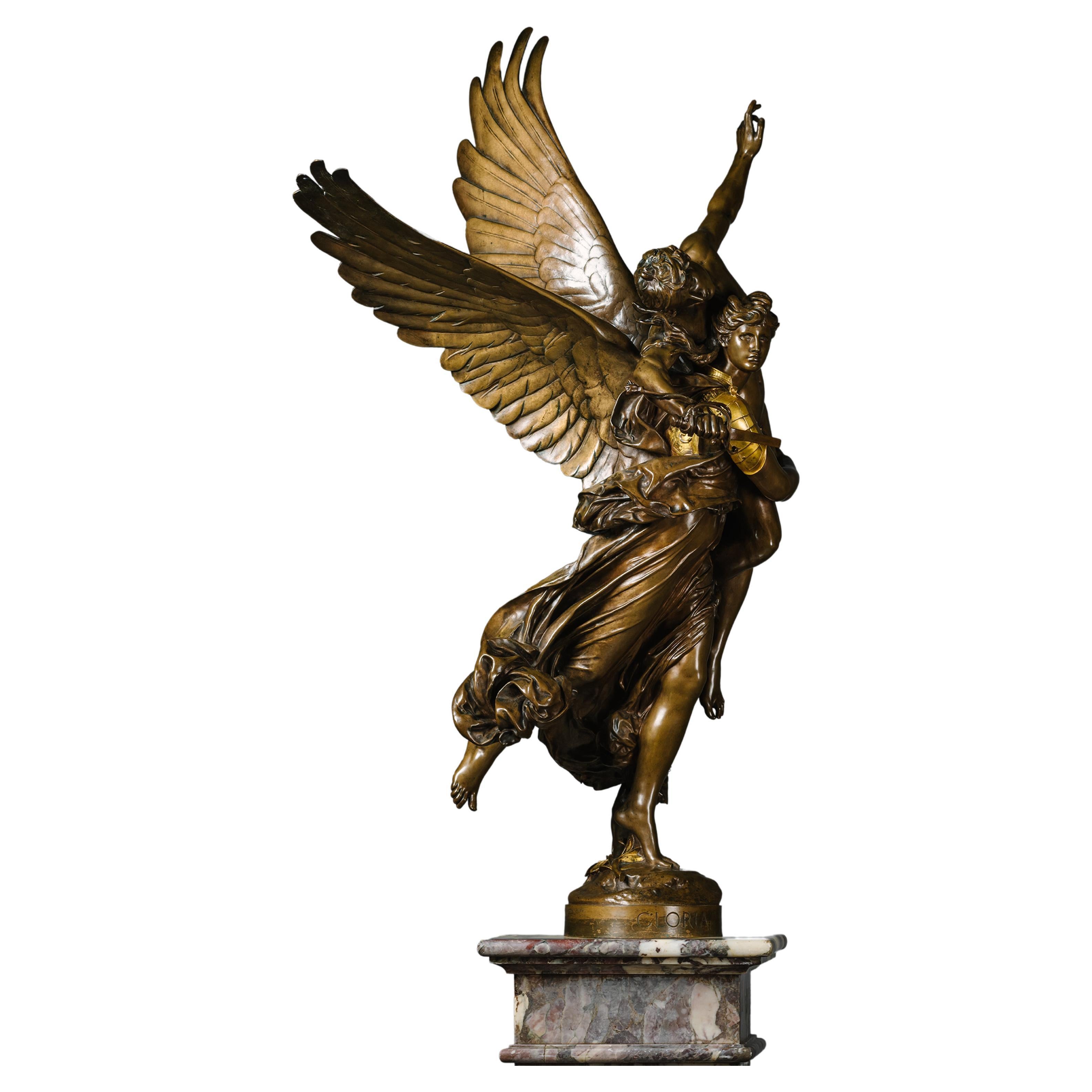 Gloria Victis", eine Figurengruppe aus patinierter Bronze von Mercié, gegossen von Barbedienne im Angebot