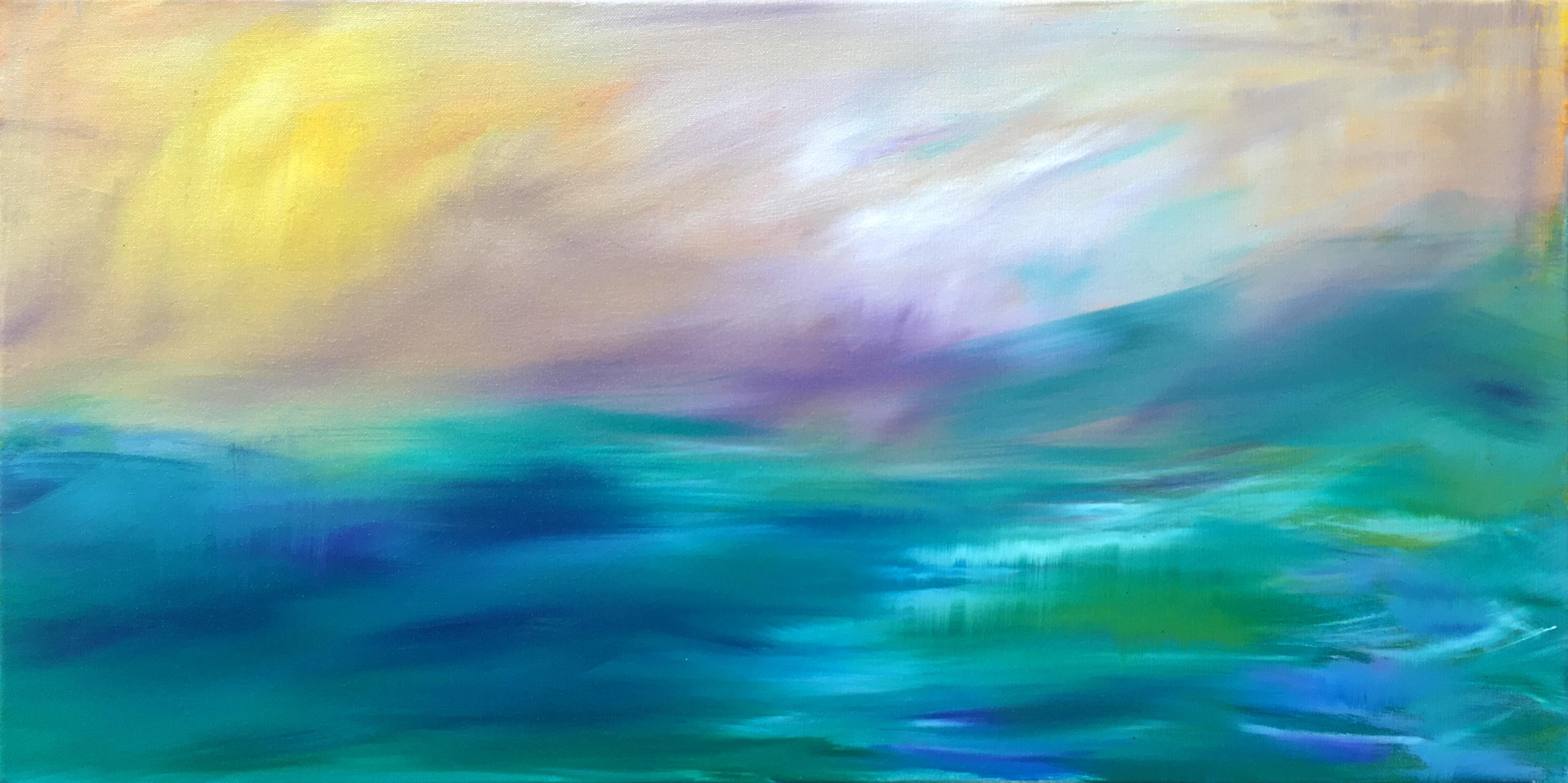 Gloriane Harris Abstract Painting - Coastal Fog & Sun