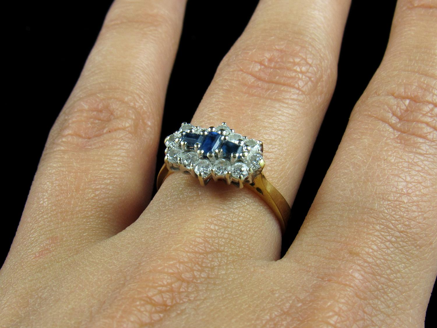 20th Century 18-Carat Gold, Sapphire and Diamond Ring, Size N