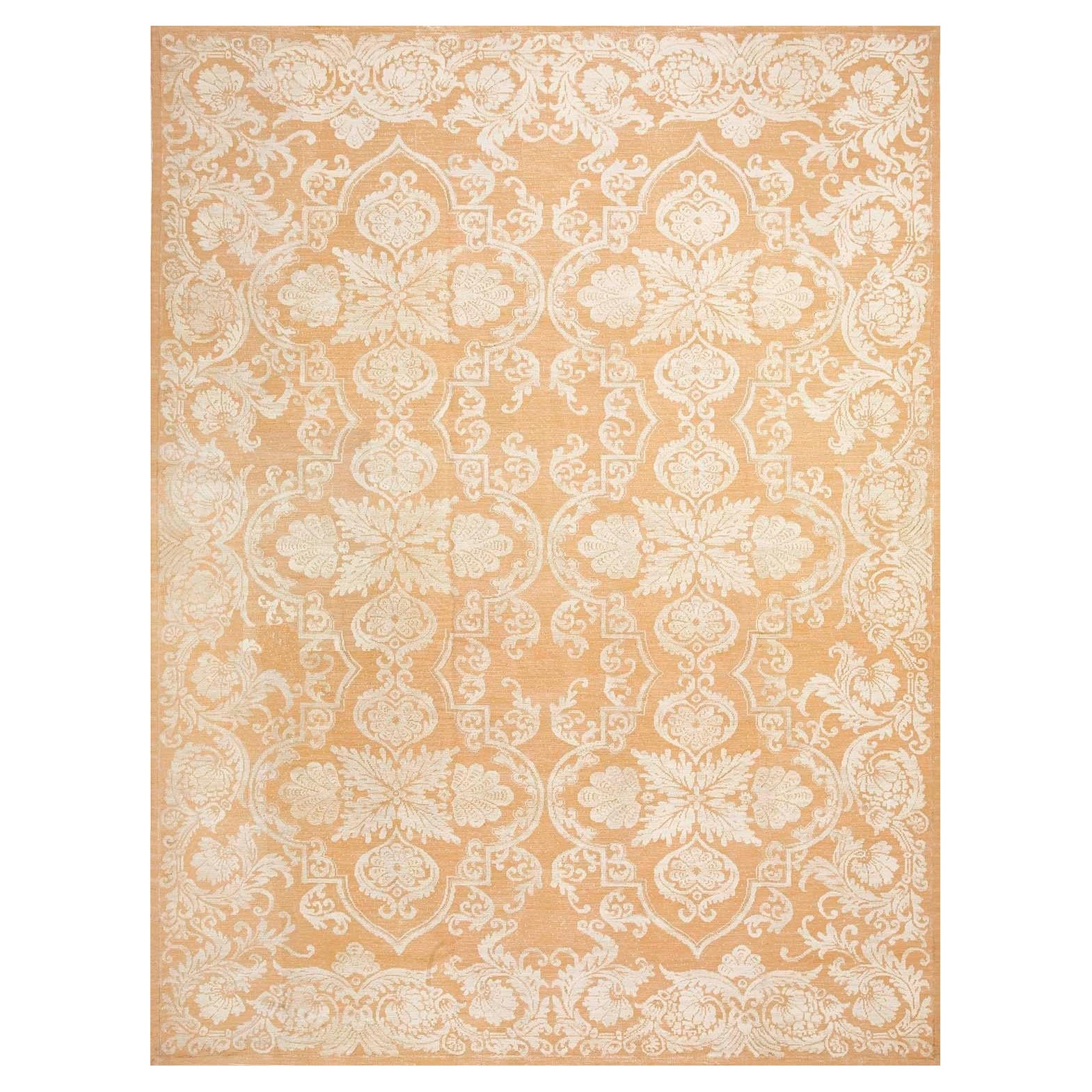 Glorious Beige-Ivory Color Contemporary Handwoven Needlepoint FlatWeave Rug