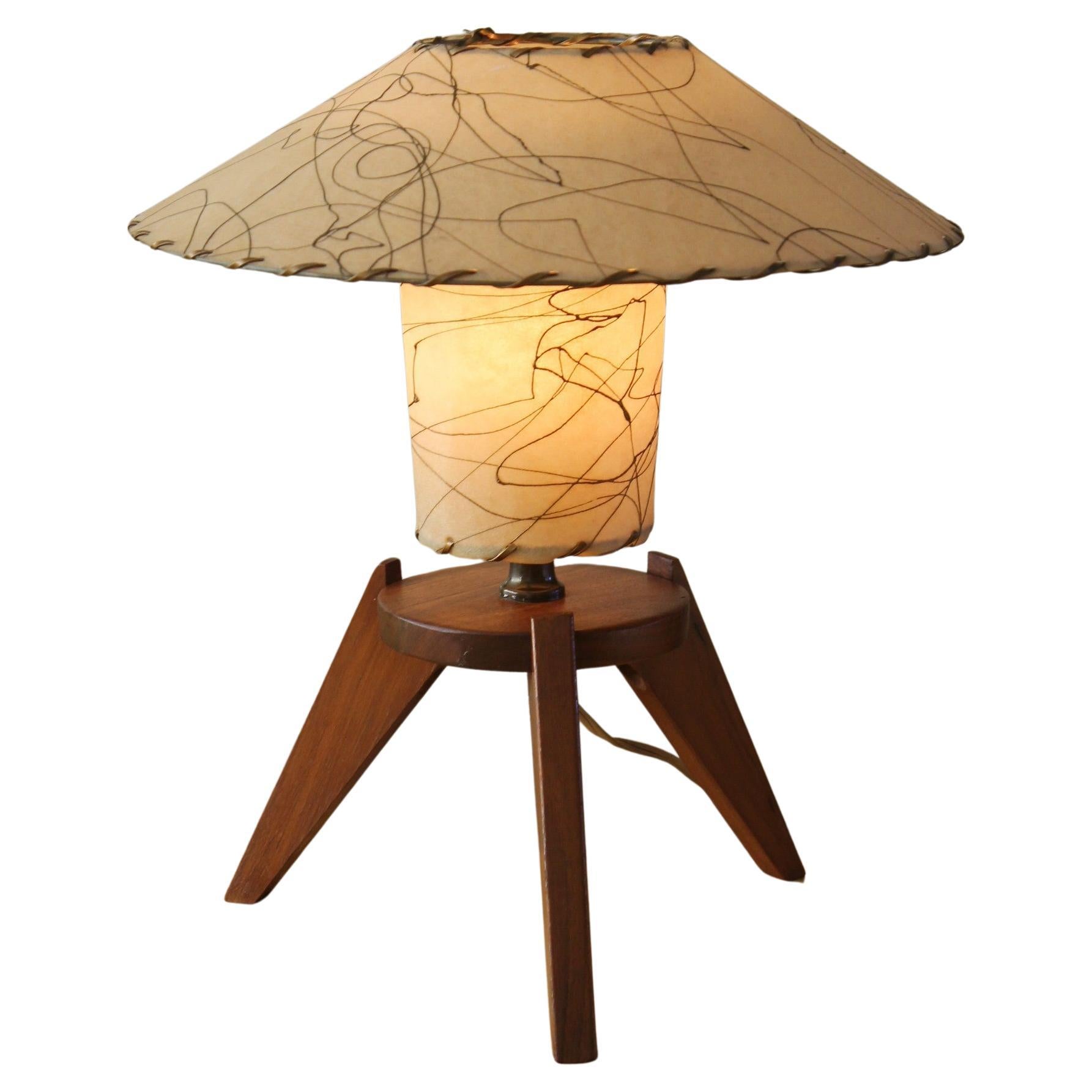 Glorious MId Century Danish Modern Atomic Fiberglass Shade Table Lamp 1950s For Sale