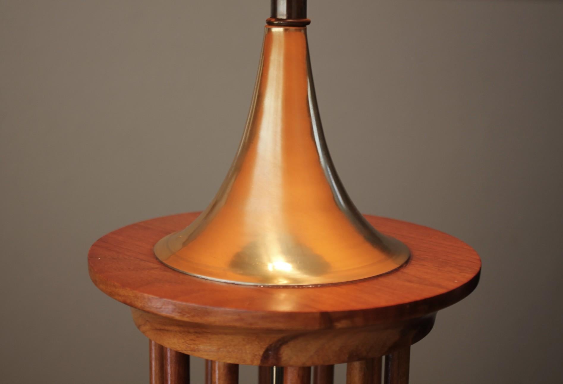Hand-Carved Glorious MId Century Danish Modern Modeline Teak Table Lamp 1950s Art Sculpture For Sale