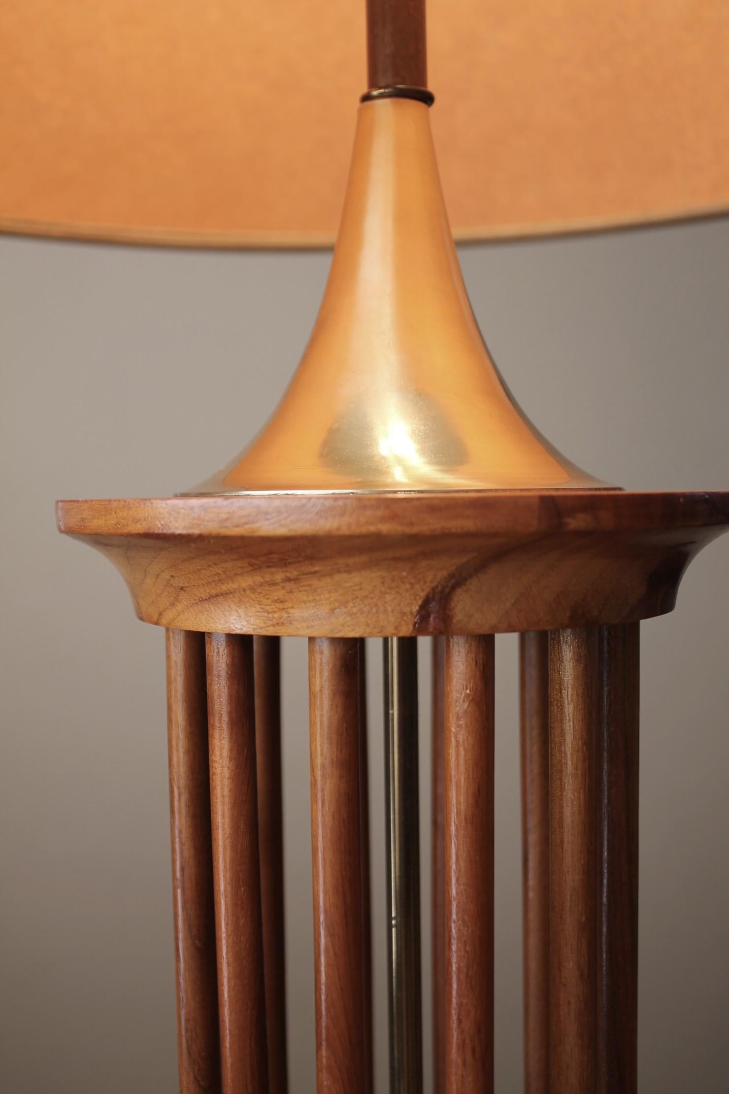 Fabric Glorious MId Century Danish Modern Modeline Teak Table Lamp 1950s Art Sculpture For Sale
