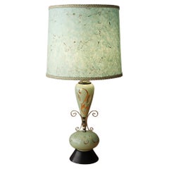 Vintage Glorious MId Century Modern Atomic Table Lamp. Mint Green Fiberglass Shade 1950s