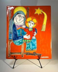 Glorious, Original Signed Giovanni DeSimone Madonna And Child Ceramic Plaque