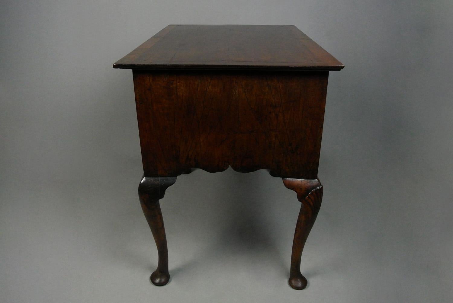 Glorious Queen Anne Figured Walnut Lowboy with Original Brasses c. 1710 5