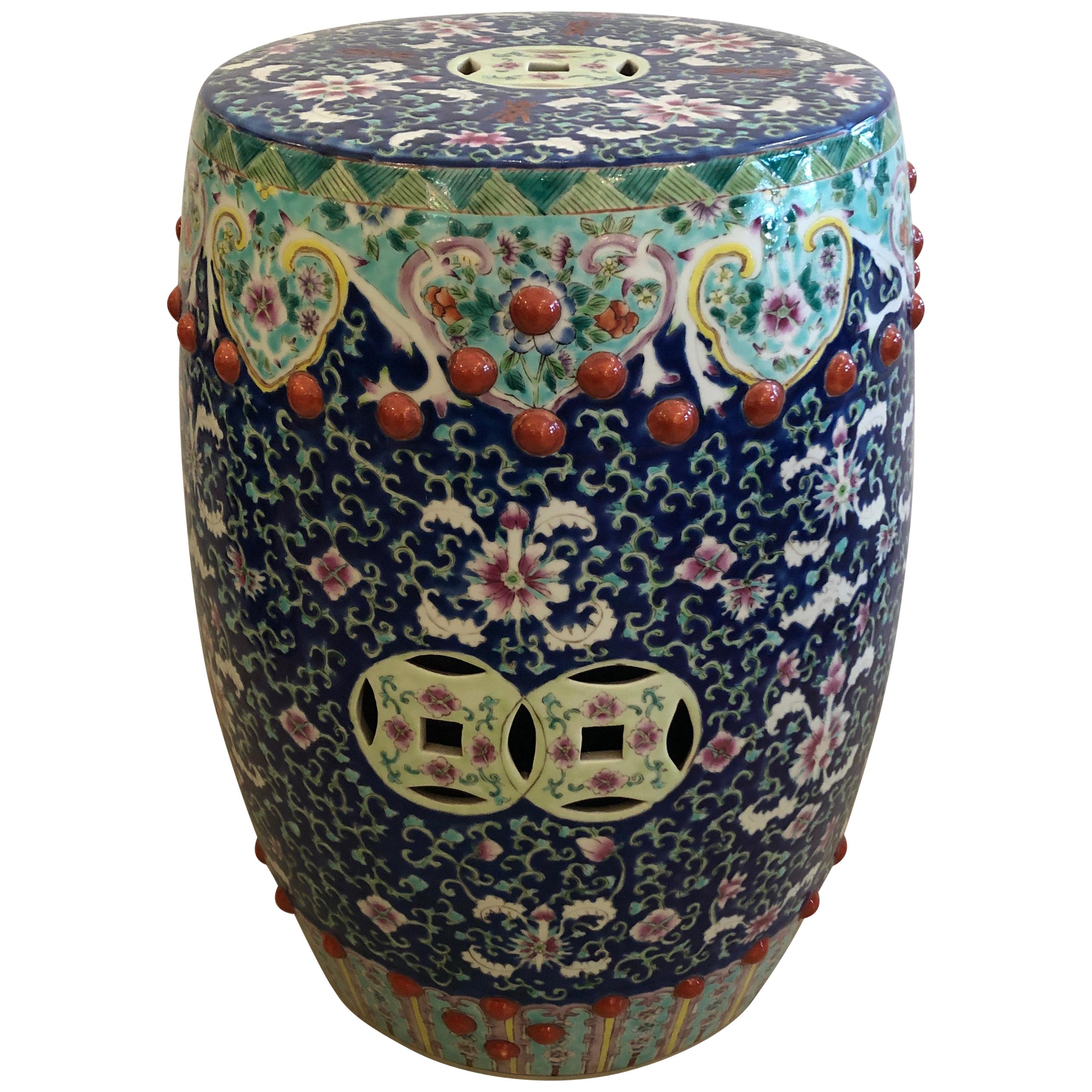 Gloriously Decorative Chinese Garden Seat Occasional Side Drinks Table