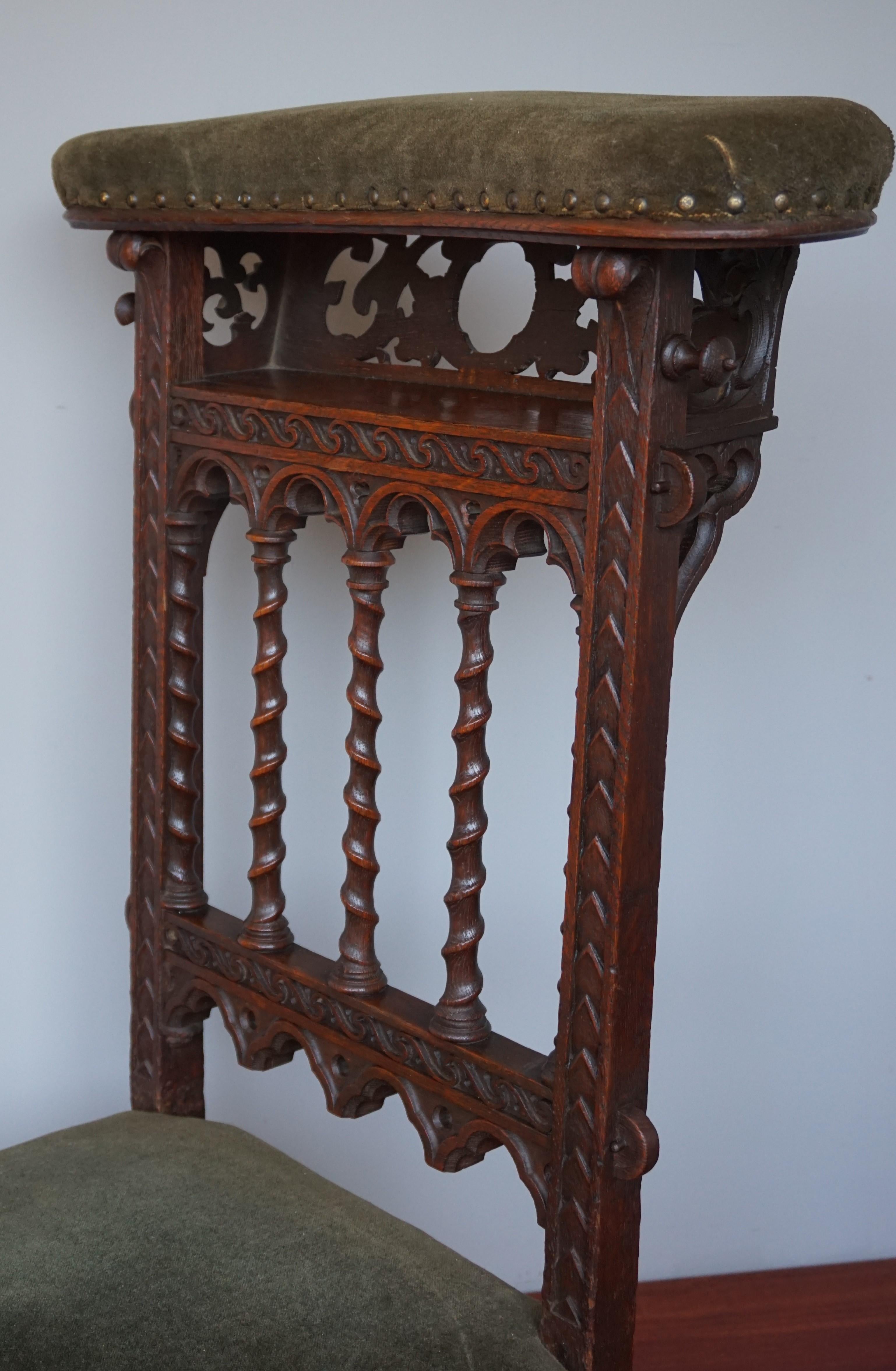 Unique church prayers chair of amazing workmanship.

Beautiful quality and very good condition praying chair from the mid-late 1800s. This one of a kind Gothic Revival chair for praying is the best we have ever had the pleasure of offering. Not only