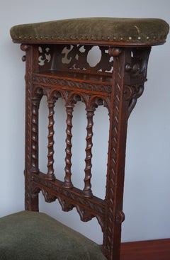 Gloriously Hand Carved & Great Condition Antique Gothic Revival Pray Chair 1800s