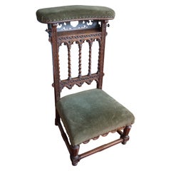 Gloriously Hand Carved & Great Condition Antique Gothic Revival Pray Chair 1800s