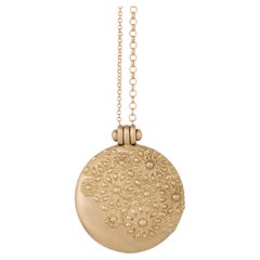 Glory Embossed Locket Necklace in 18k Gold by Nada Ghazal Fine Jewelry