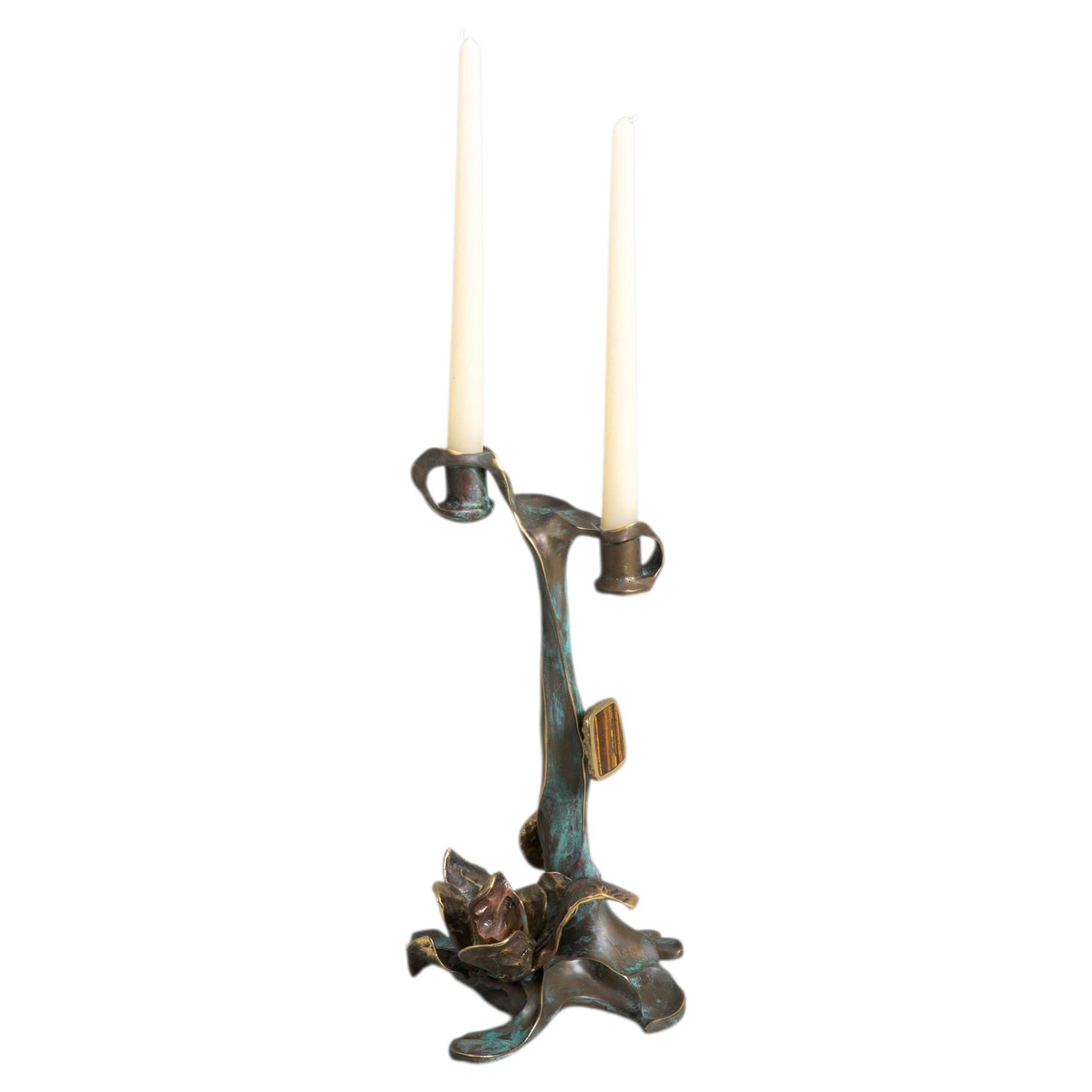 Handmade Candle Holder, Glory Lily Small in Brass, Viya by Vikram Goyal