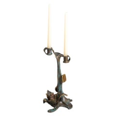 Glory Lily Candle Holder Small in Brass with Precious Stone